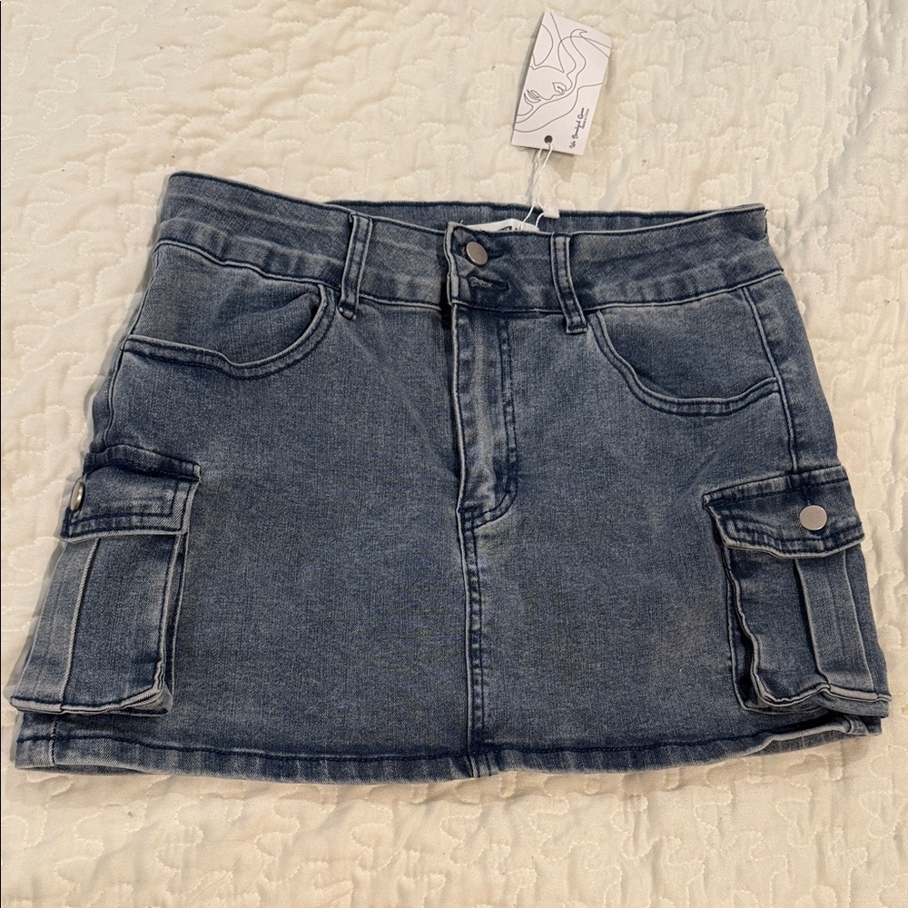 Denim Cargo Skirt